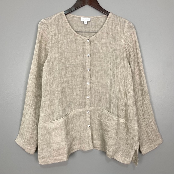J. Jill Tops - J. Jill Lagenlook Linen Top Pure Jill Button Front